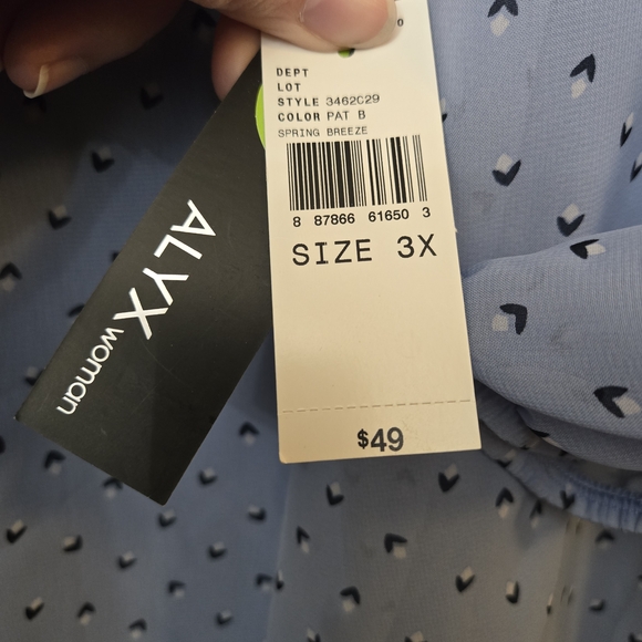Alyx 3x Light Blue Women's Blouse - Picture 9 of 11